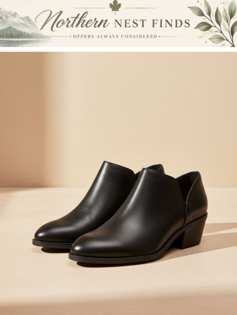 Women's Ankle Boots PU Leather Chunky Heel Side Zip Booties